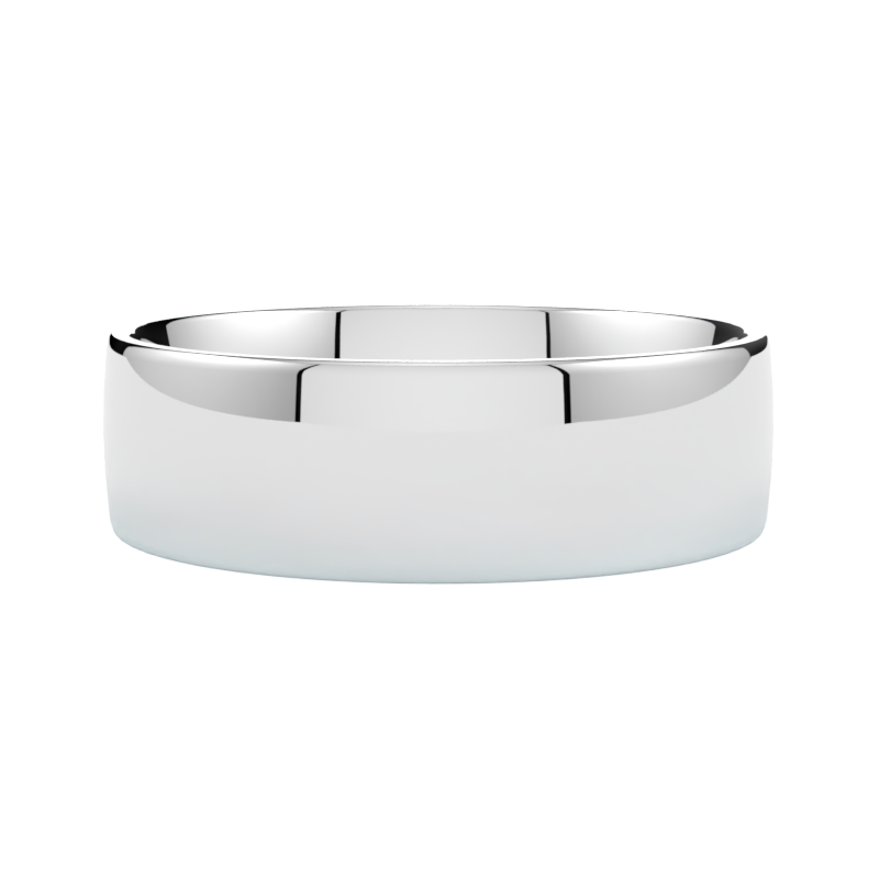 gruba półokrągła obrączka ślubna z białego złota